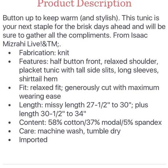 Half placket button tunic - Picture 7 of 9